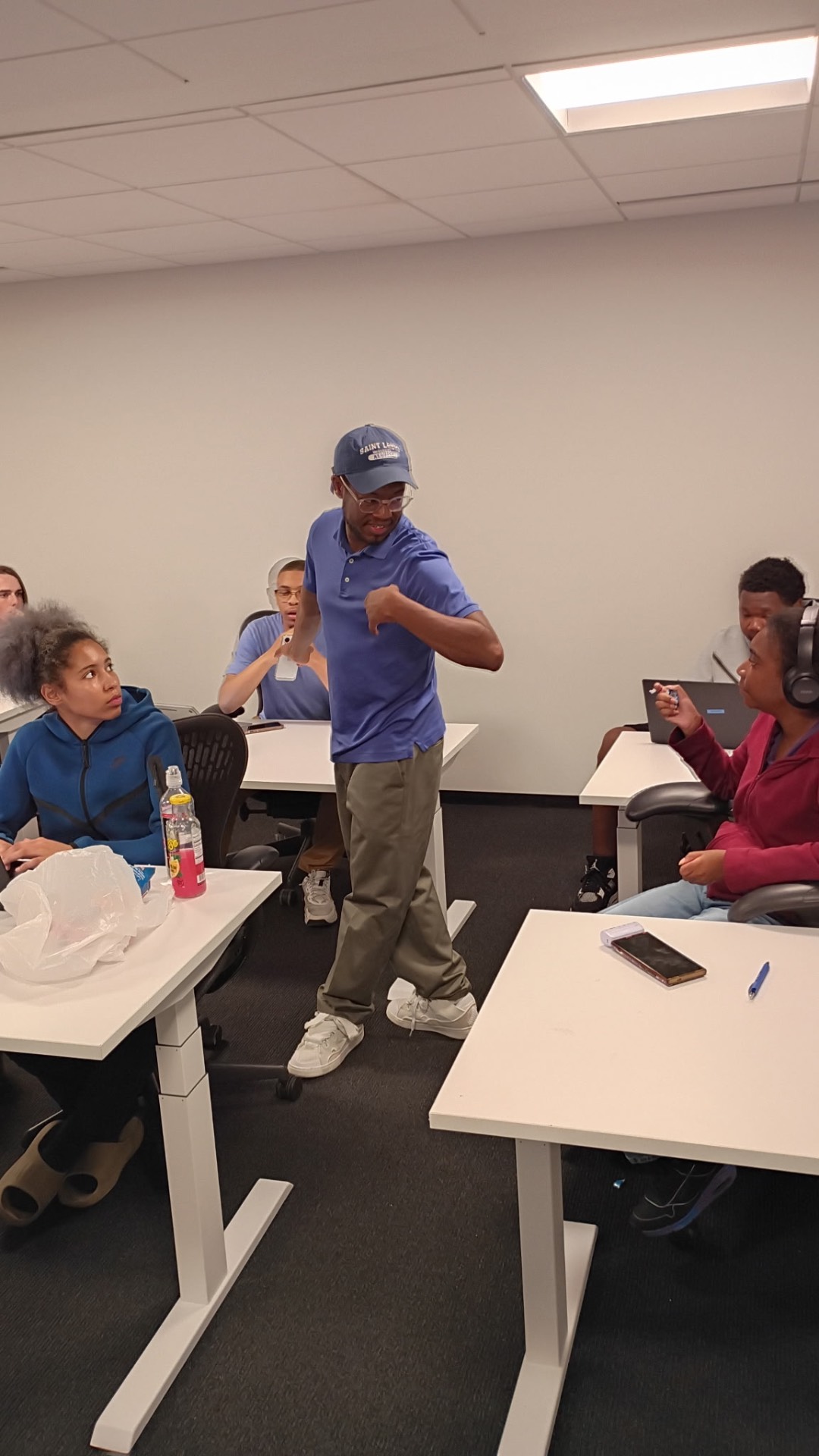 Intern testing an XR prototype