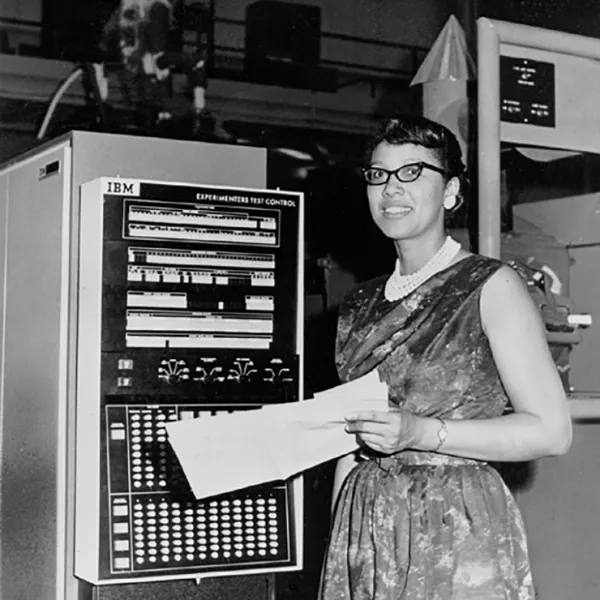 A West Area Computer at NASA — a Black woman mathematician at an IBM console